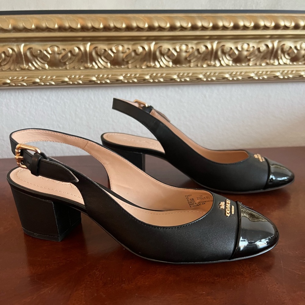 Coach Erica Cap Toe Slingback block heels